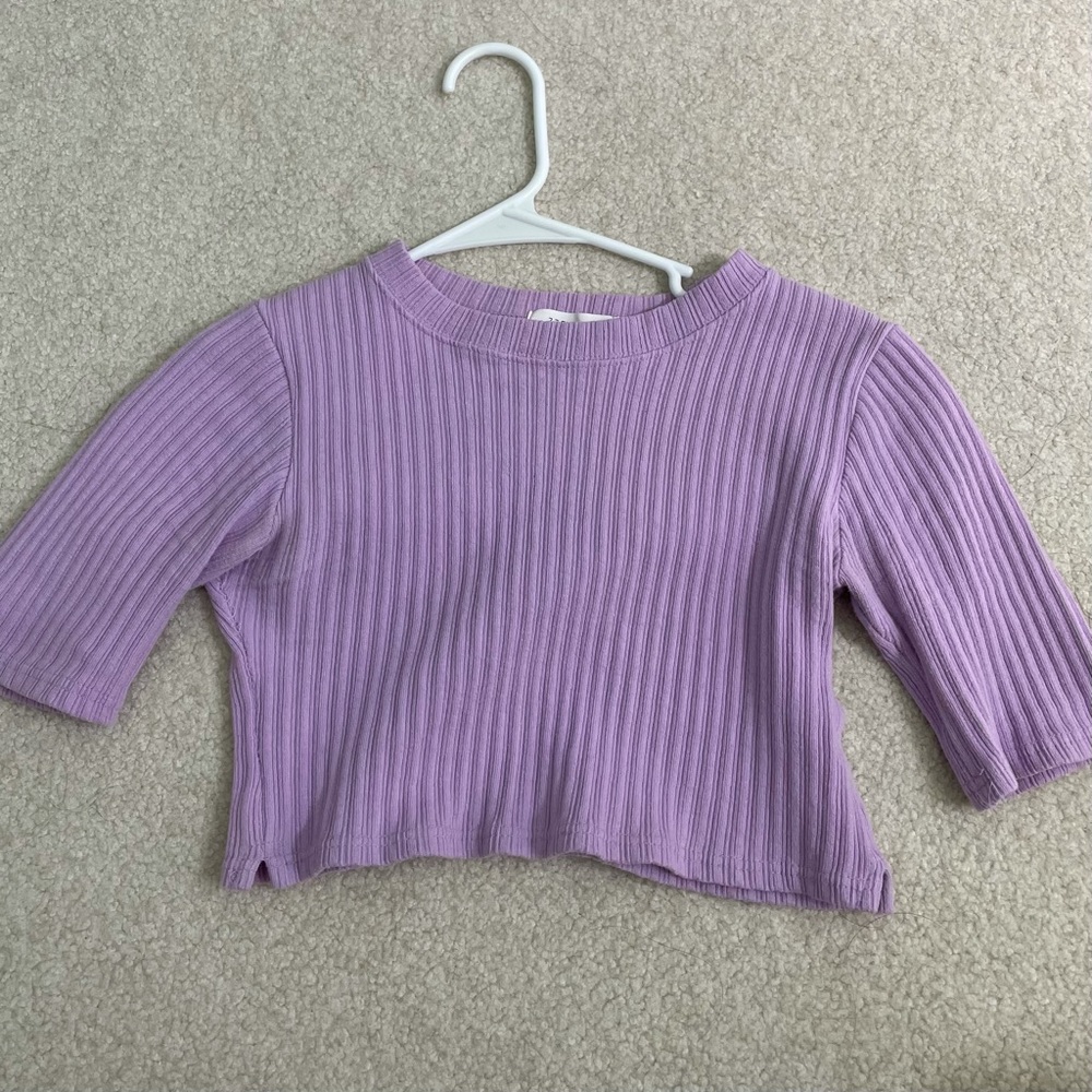 lavender ribbed cropped top